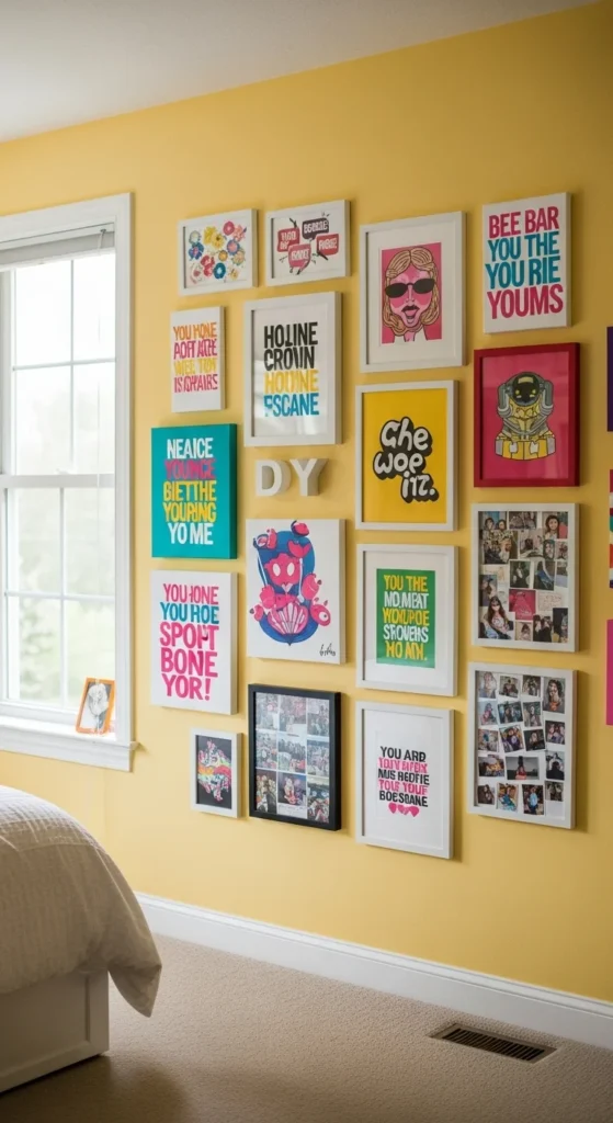 7 Affordable Teen Bedroom Decor Ideas Teen bedroom wall with a creative DIY art gallery