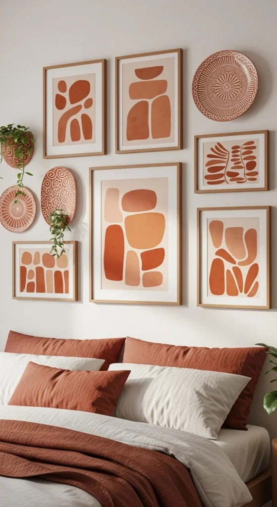 7 Cozy Terra Cotta Bedroom Ideas for a Warm Vibe Terra cotta-toned wall art adds warmth and personality