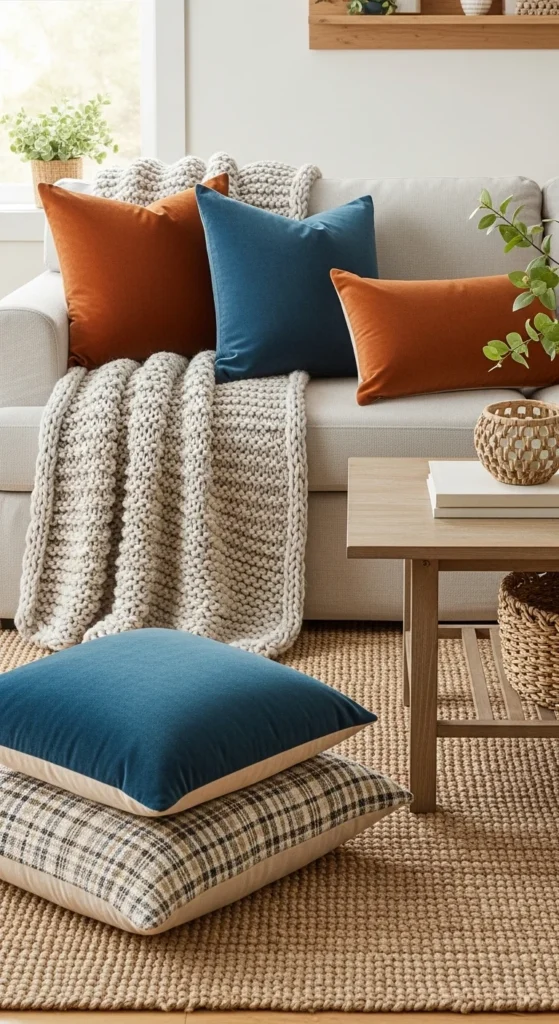 8 Aesthetic Living Room Ideas to Elevate Your Style Textured living room with cozy fabrics and rug