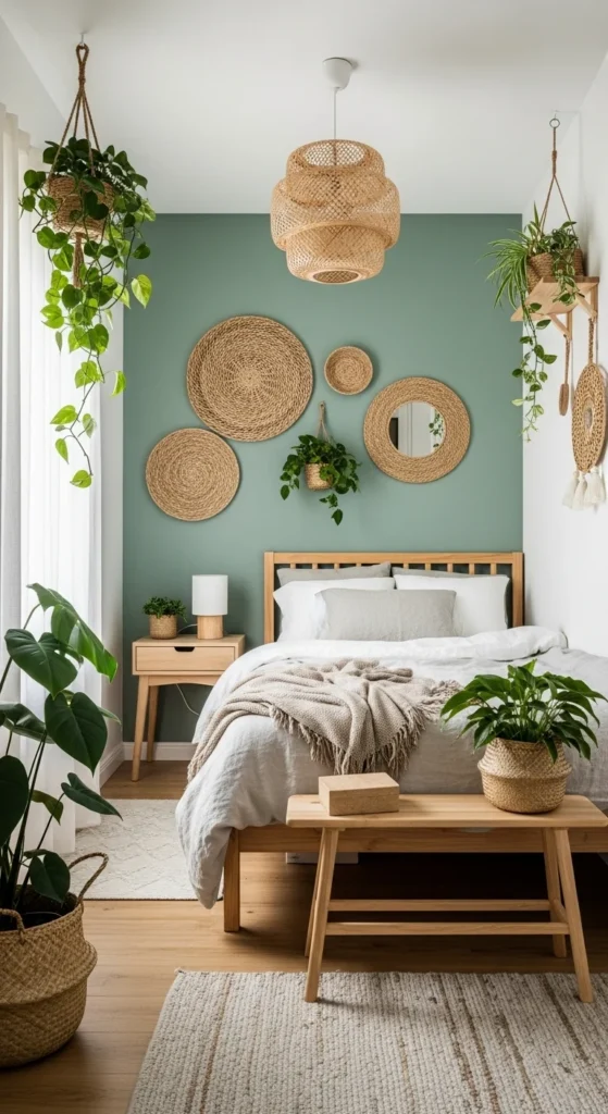 6 Awesome Bedroom Wall Colors for Tiny Rooms Tiny bedroom with soft green walls and calming natural elements