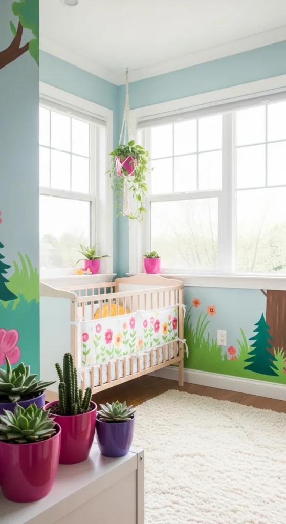 10 Toddler Girl Bedroom Ideas On A Budget To Love Toddler bedroom with bright decor and child-safe potted plants