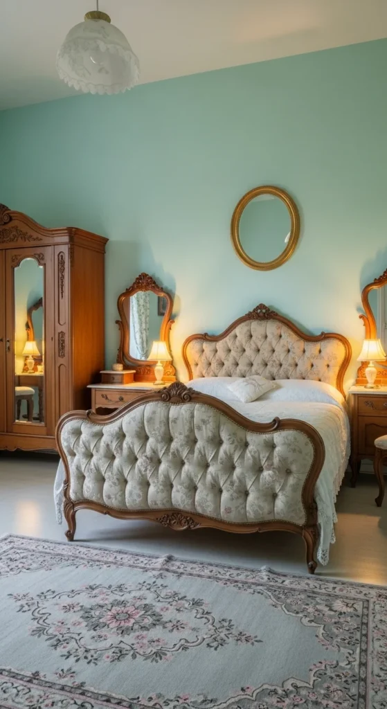 7 Inspirational Aesthetic Bedroom Design Ideas Vintage bedroom with antique furniture and soft pastel colors