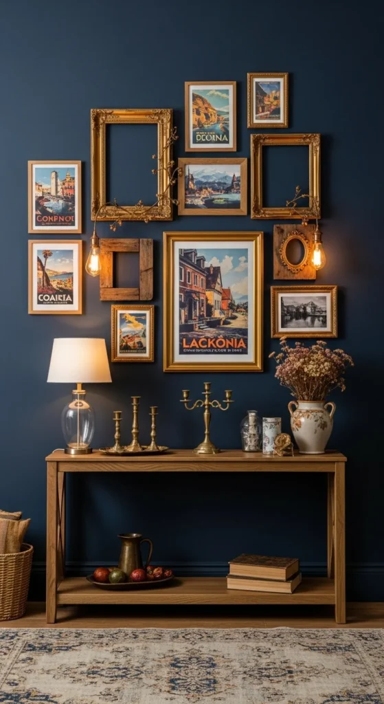 7 Best Vintage Living Room Ideas You Need To Try Vintage gallery wall with mixed frames and retro art