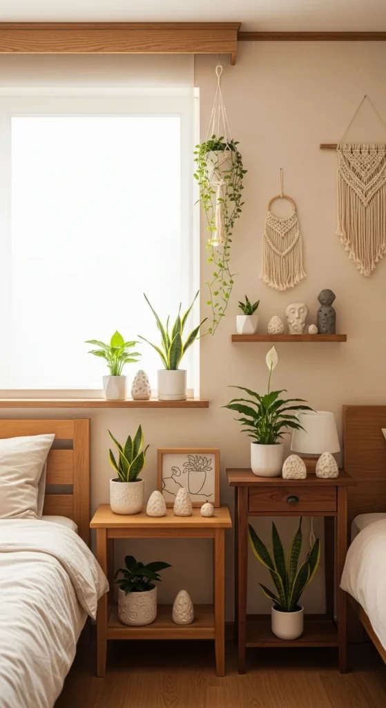 7 Warm Bedroom Ideas for a Cozy, Inviting Space Warm bedroom with personal decor and indoor plants