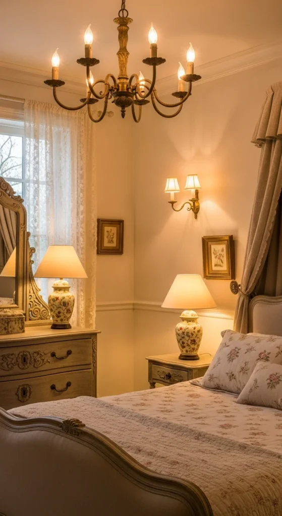 9 French Cottage Bedroom Ideas French cottage reading nook with a comfy chair and soft light