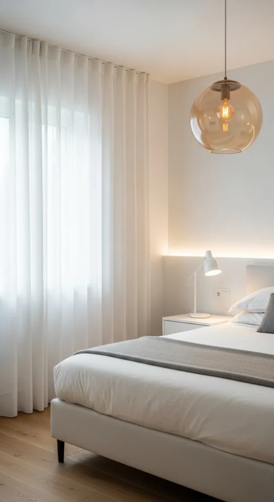7 White Bedroom Ideas: How To Make It Work White bedroom with layered lighting and soft glow