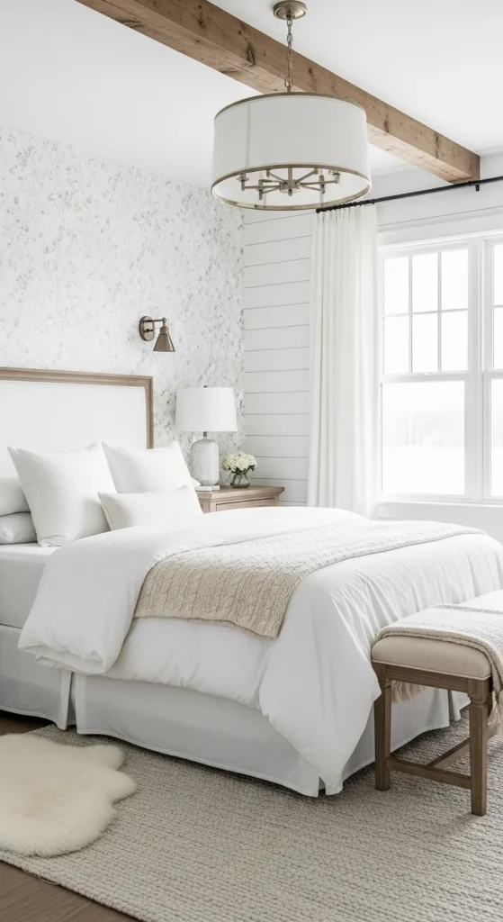 7 White Bedroom Ideas: How To Make It Work White bedroom with textured walls and subtle accents